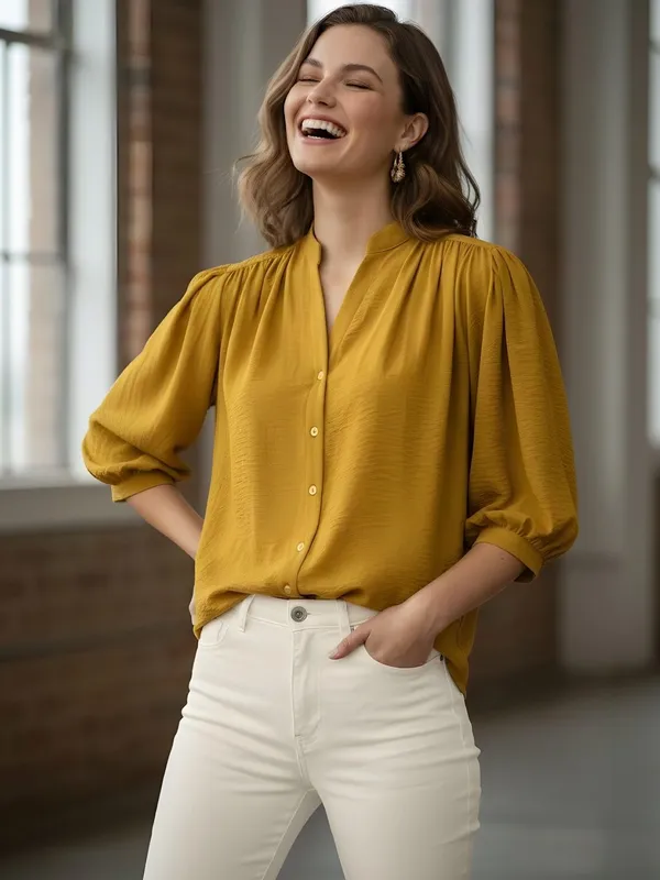 Mustard_Polyester_Textured_Top