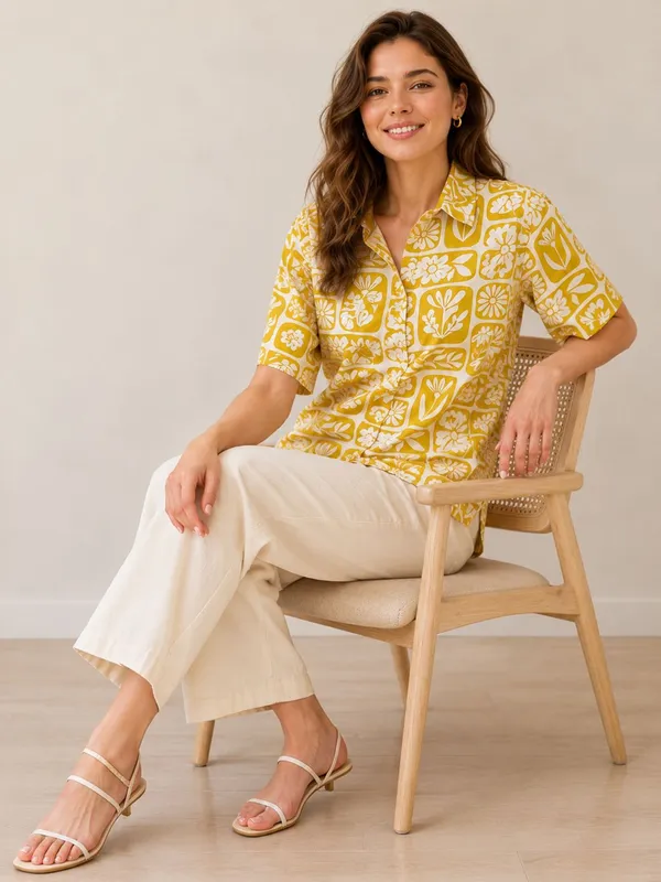 Yellow_Rayon_Floral_Printed_Shirts