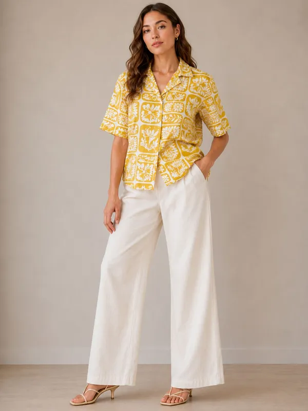 Yellow_Rayon_Floral_Printed_Shirts