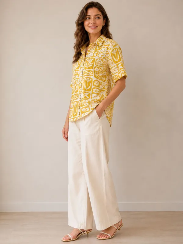 Yellow_Rayon_Floral_Printed_Shirts