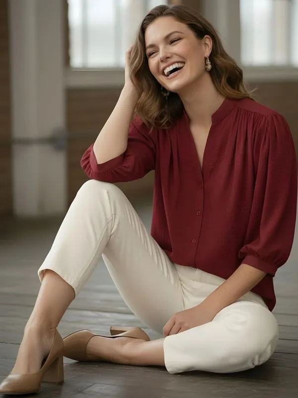 Maroon_Polyester_Crinckled_Textured_Top
