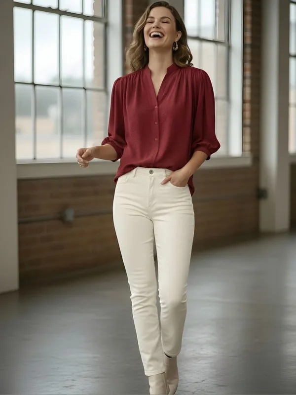 Maroon_Polyester_Crinckled_Textured_Top