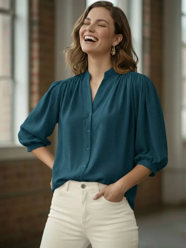 Blue_Polyester_Crinckled_Textured_Top