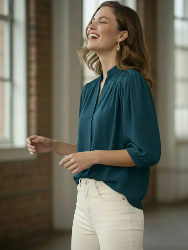 Blue_Polyester_Crinckled_Textured_Top