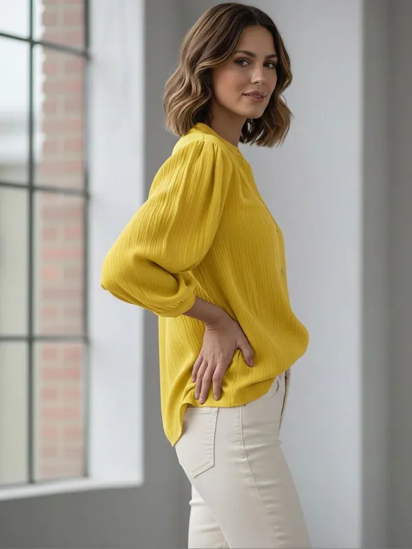 Lemon_Yellow_Polyester_Crinkled_Top