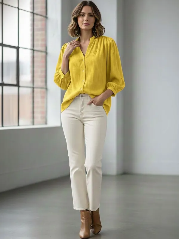 Lemon_Yellow_Polyester_Crinkled_Top