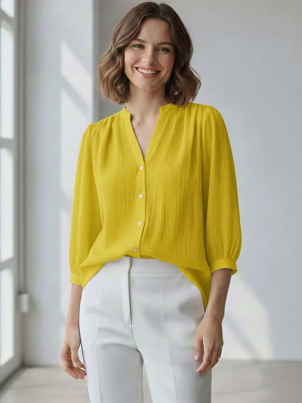 Lemon_Yellow_Polyester_Crinkled_Top