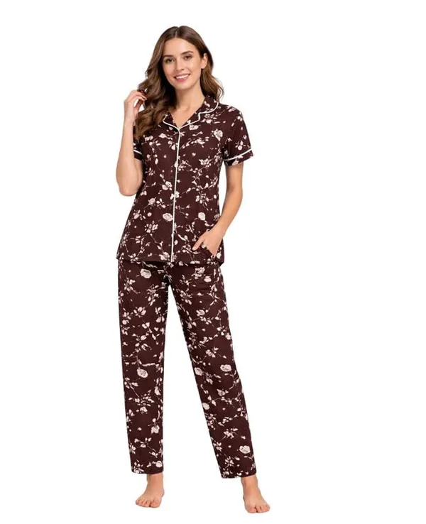 Women_S_Malai_Fabric_Printed_Night_Suit_Set_Soft_Breathable_Short_Sleeve_Shirt_With_Full_Length_Pajamas_Lightweight_Loungewear_Sleepwear_For_Ladies