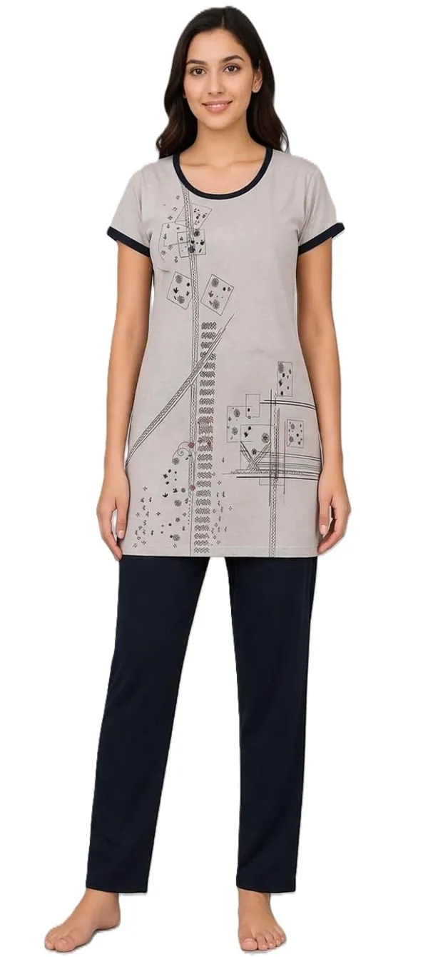 Women_S_Printed_Round_Neck_Short_Sleeve_Nightsuit_Set_Pajama_Set_Casual_Night_Dress_With_Pocket