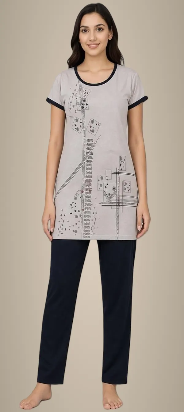 Women_S_Printed_Round_Neck_Short_Sleeve_Nightsuit_Set_Pajama_Set_Casual_Night_Dress_With_Pocket
