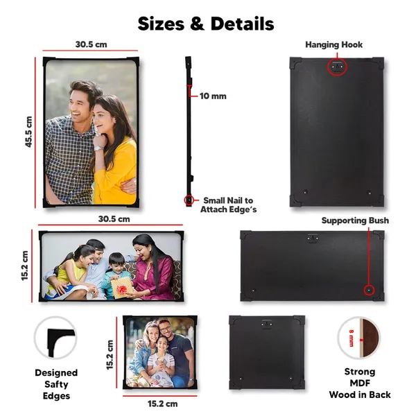 Premium_5-Frame_Personalized_Combo:_(2)_12x18,_(1)_6x12,_(2)_6x6_–_Frameless_Wooden_Mounts