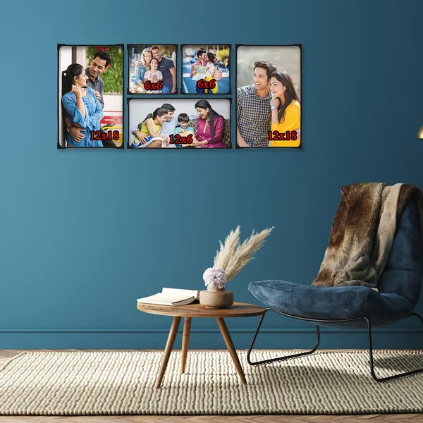 Premium_5-Frame_Personalized_Combo:_(2)_12x18,_(1)_6x12,_(2)_6x6_–_Frameless_Wooden_Mounts