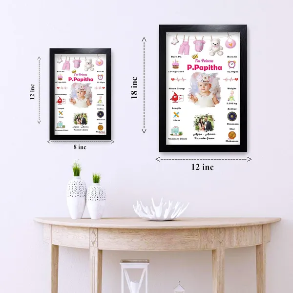 Personalized_Newborn_Baby_Birth_Details_Photo_Frame_–_Custom_Pink_Princess_Theme