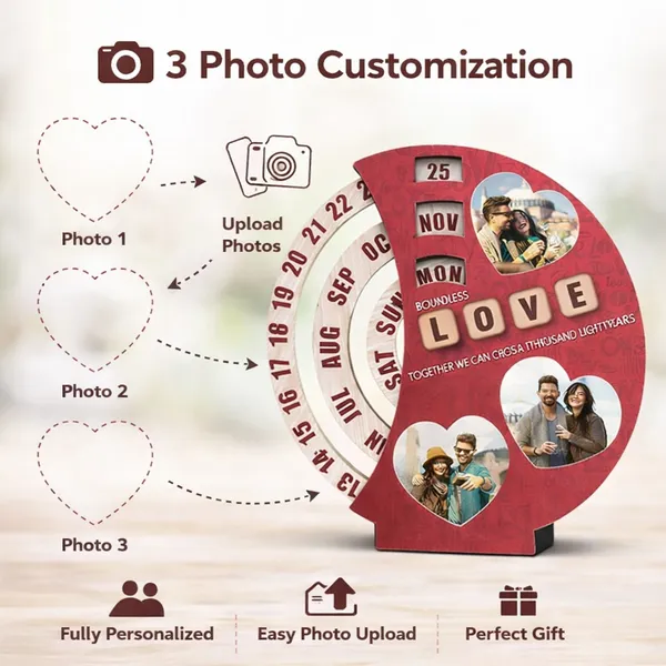 Personalized_Lifetime_Rotating_Wooden_Table_&_wall_Mount_Calendar_–_Love_Theme_with_3_Photos