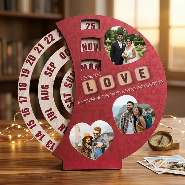 Personalized_Lifetime_Rotating_Wooden_Table_&_wall_Mount_Calendar_–_Love_Theme_with_3_Photos