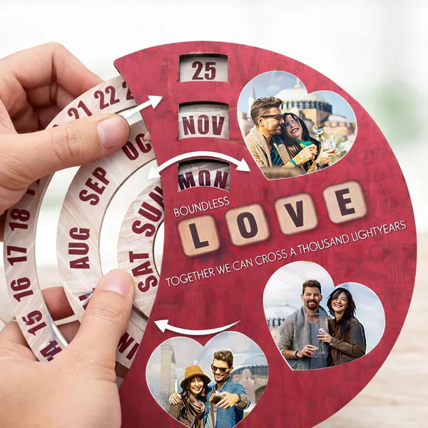 Personalized_Lifetime_Rotating_Wooden_Table_&_wall_Mount_Calendar_–_Love_Theme_with_3_Photos