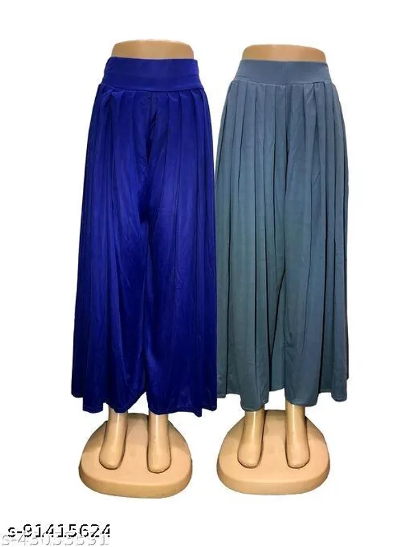 Set_Of_2-Royal_Blue_and_Grey_Lycra_Elastic_Waistband_Palazzo_For_Women