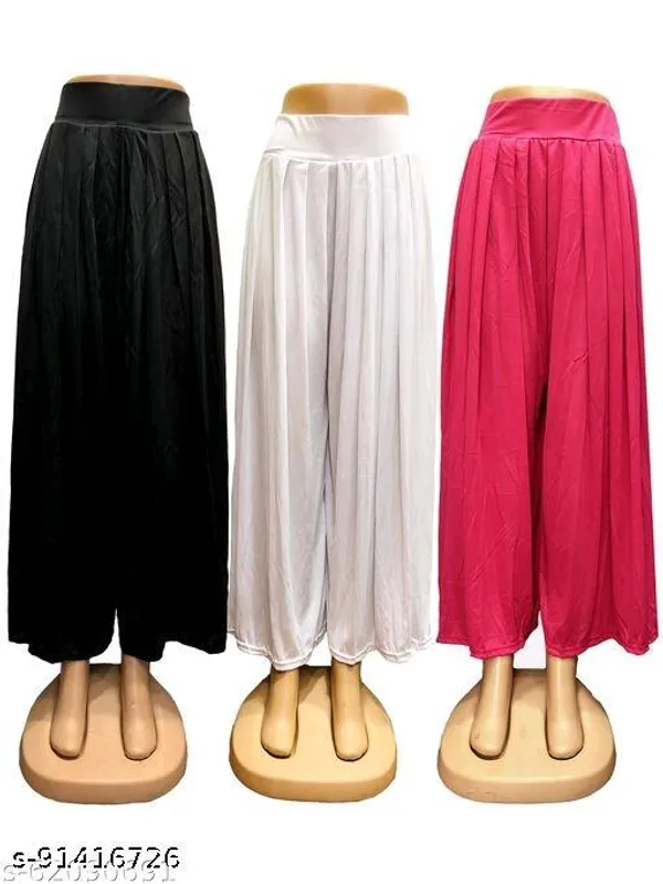 Set_Of_3-Black_And_White_And_Pink_Lycra_Elastic_Waistband_Elephant_Palazzo_For_Women