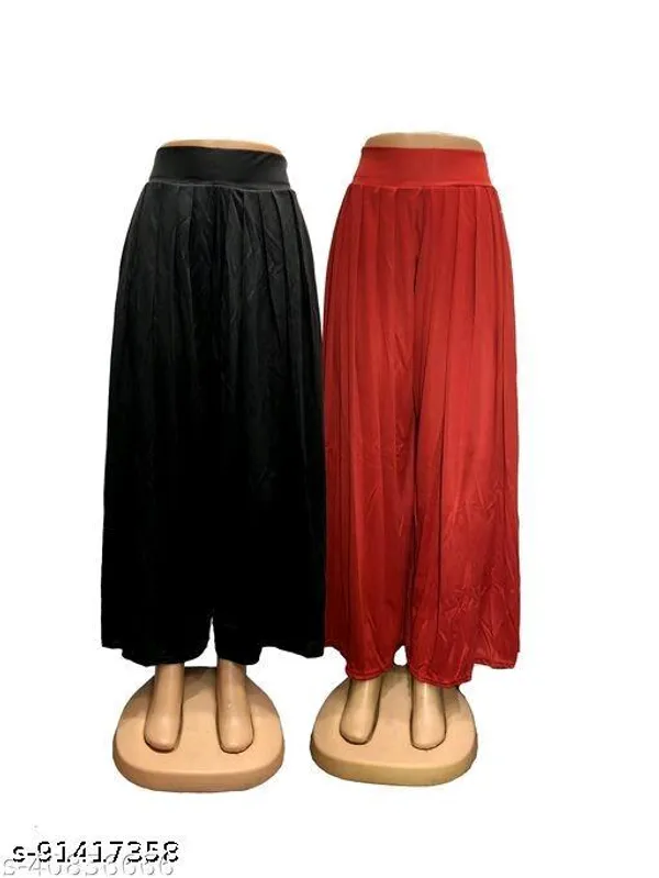 Set_Of_2-Black_And_Red_Lycra_Elastic_Waistband_Elephant_Palazzo_For_Women