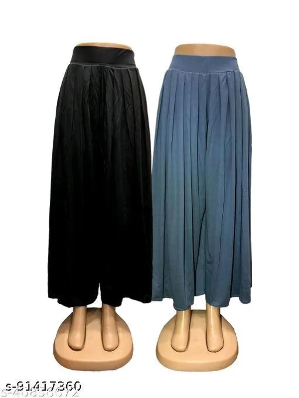 Set_Of_2-Black_And_Blue_Lycra_Elastic_Waistband_Elephant_Palazzo_For_Women