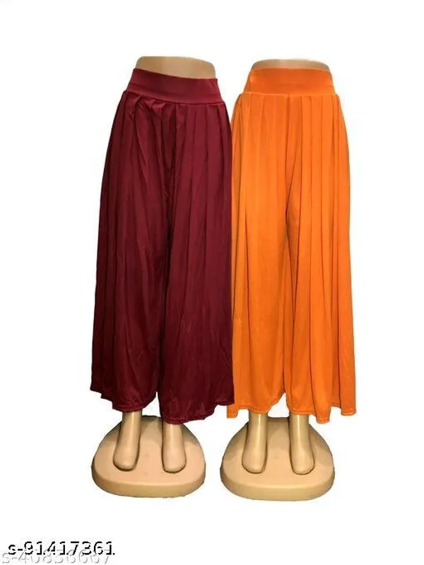 Set_Of_2-Maroon_And_Orange_Lycra_Elastic_Waistband_Elephant_Palazzo_For_Women
