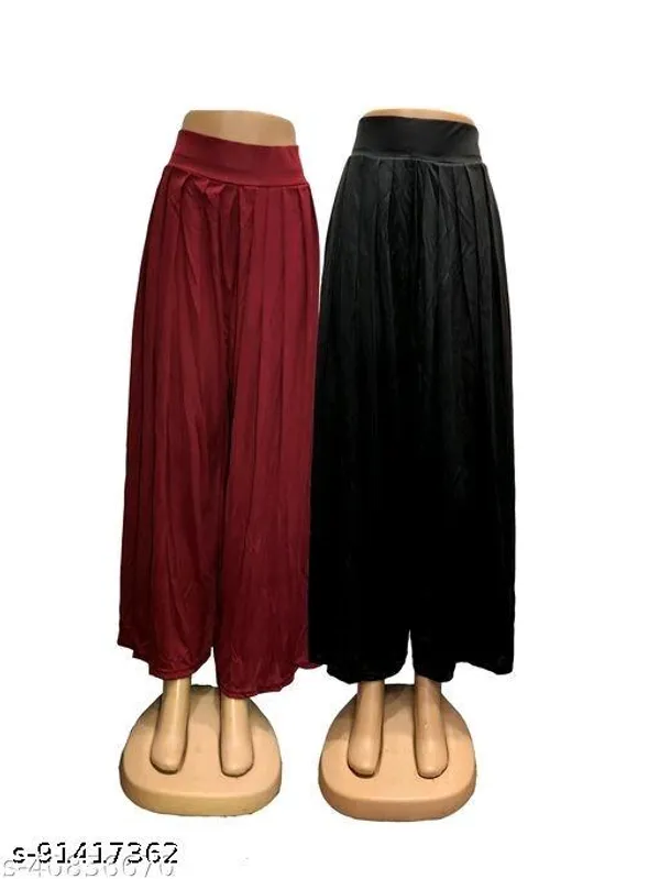 Set_Of_2-Maroon_And_Black_Lycra_Elastic_Waistband_Elephant_Palazzo_For_Women