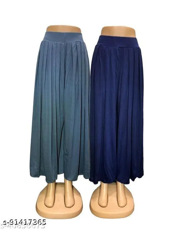 Set_Of_2-Light_Blue_And_Navy_Blue_Lycra_Elastic_Waistband_Elephant_Palazzo_For_Women