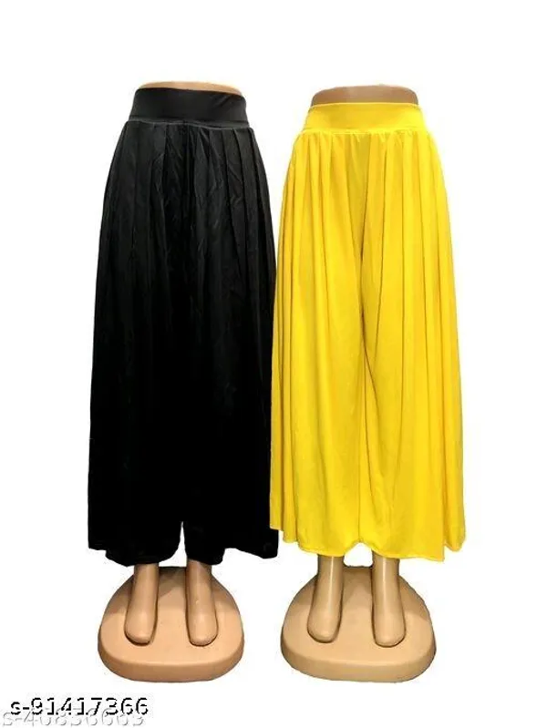 Set_Of_2-Black_And_Yellow_Lycra_Elastic_Waistband_Elephant_Palazzo_For_Women