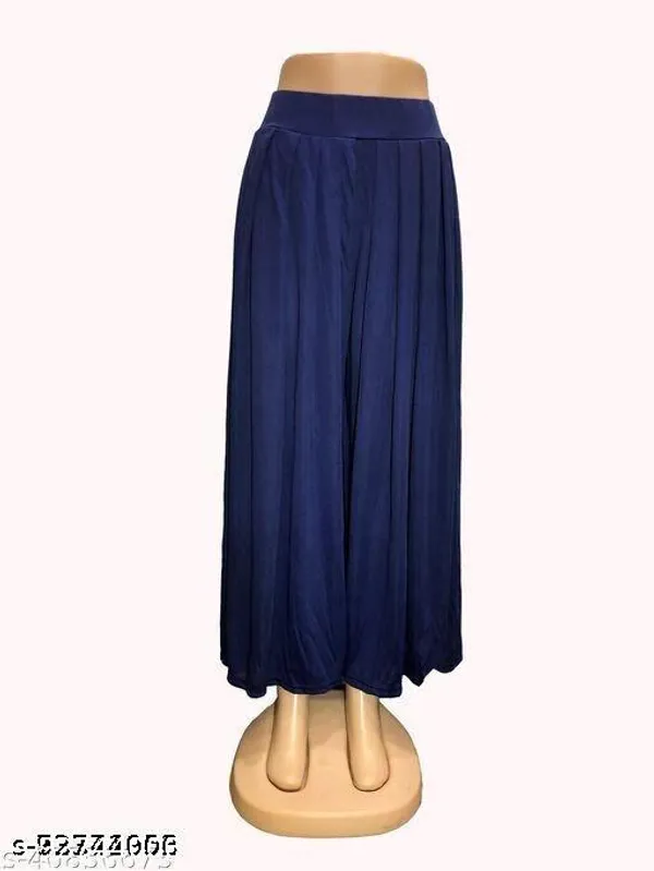 Set_Of_1-Navy_Blue_Lycra_Elastic_Waistband_Fashionable_Modern_Palazzos_For_Women