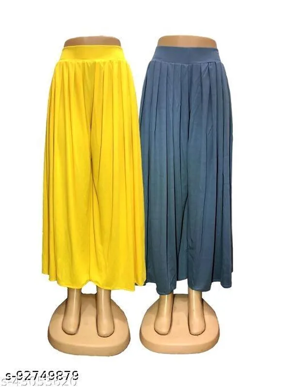 Set_Of_2-Yellow_And_Light_Blue_Lycra_Elastic_Waistband_Palazzos_For_Women