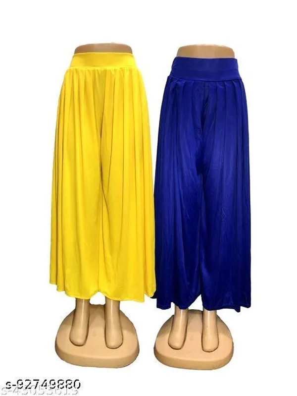 Set_Of_2-Yellow_and_Royal_Blue_Lycra_Elastic_Waistband_Palazzo_For_Women