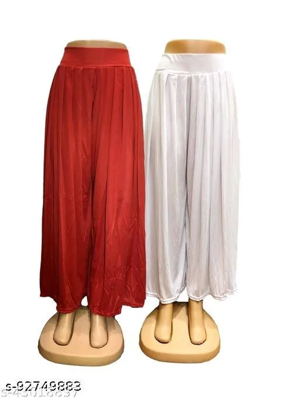 Set_Of_2-Red_And_White_Lycra_Elastic_Waistband_Palazzos_For_Women