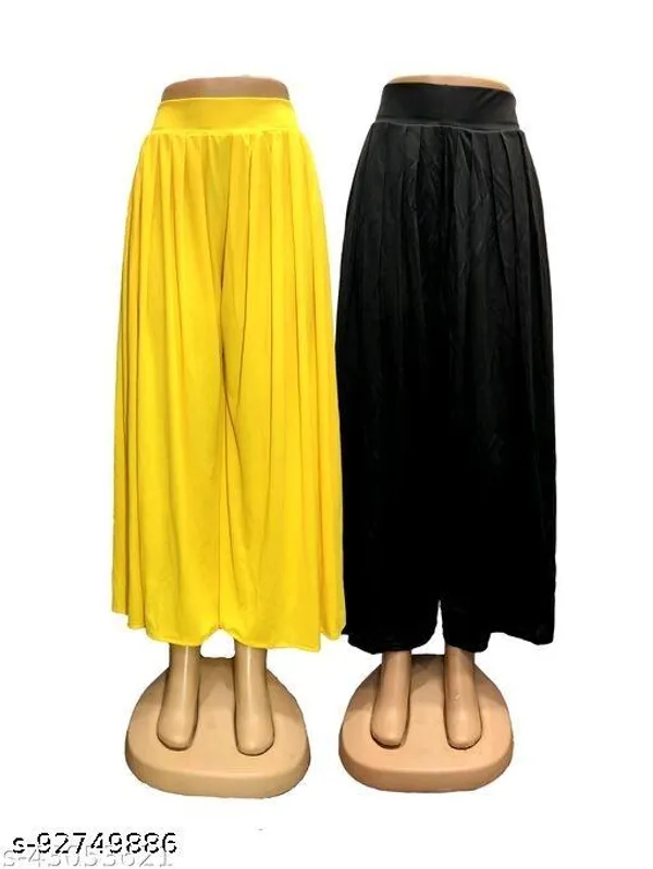 Set_Of_2-Yellow_and_Black_Lycra_Elastic_Waistband_Palazzo_For_Women