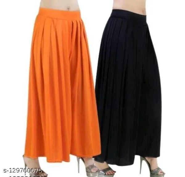 Set_Of_2-Orange_And_Black_Lycra_Elastic_Waistband_Palazzo_For_Women