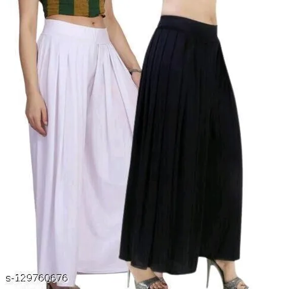 Set_Of_2-White_And_Black_Lycra_Elastic_Waistband_Palazzo_For_Women