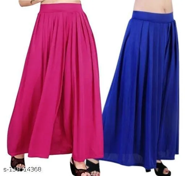 Set_Of_2-Royal_Blue_and_Rani_Pink__Lycra_Elastic_Waistband_Palazzo_For_Women