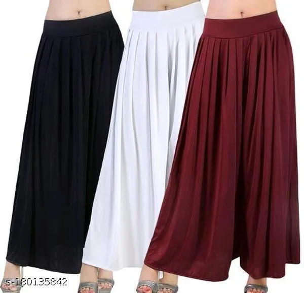 Set_Of_3-White,_Maroon_and_Black_Lycra_Elastic_Waistband_Palazzo_For_Women