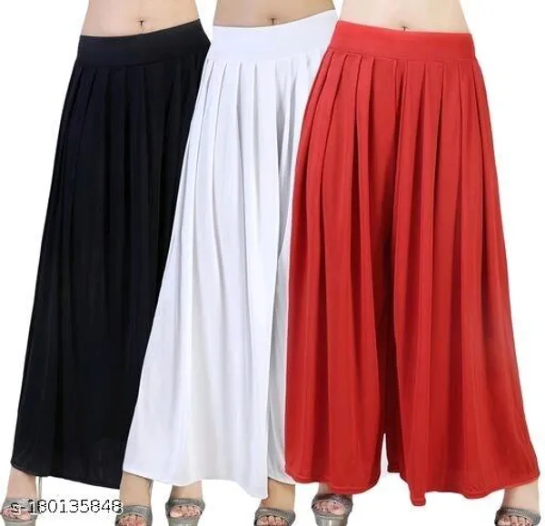 Set_Of_3-Black_And_White_And_Red_Lycra_Elastic_Waistband_Palazzo_For_Women