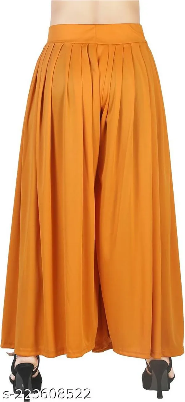 Set_Of_2-Black_And_YellowLycra_Elastic_Waistband_Palazzo_For_Women