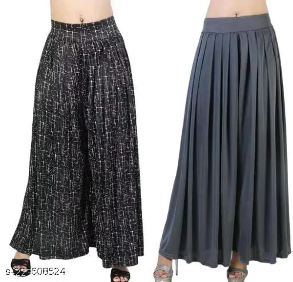 Set_Of_2-Black_And_Grey_Lycra_Elastic_Waistband_Palazzo_For_Women