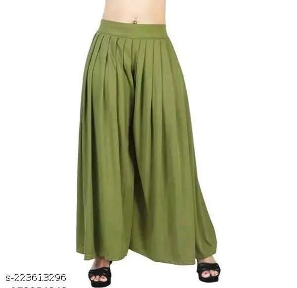 Set_Of_1-Mehndi_Lycra_Elastic_Waistband_Palazzo_For_Women
