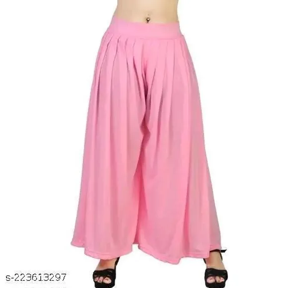 Set_Of_1-Baby_Pink_Lycra_Elastic_Waistband_Palazzo_For_Women