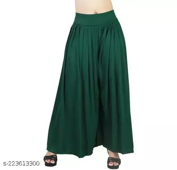 Set_Of_1-Bottle_Green_Lycra_Elastic_Waistband_Palazzo_For_Women