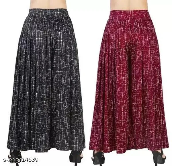 Set_Of_2-Black_And_Maroon_Lycra_Elastic_Waistband_Palazzo_For_Women