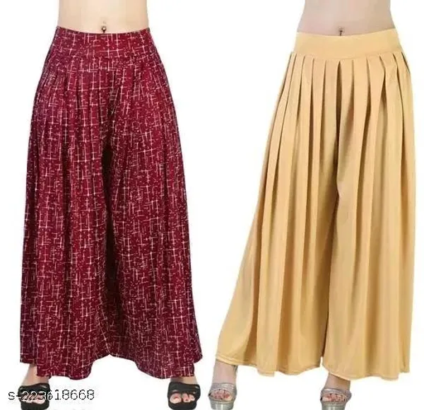Set_Of_2-Maroon_And_Gold_Lycra_Elastic_Waistband_Palazzo_For_Women