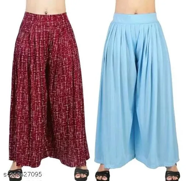 Set_Of_2-Maroon_Sky_Blue_Lycra_Elastic_Waistband_Palazzo_For_Women
