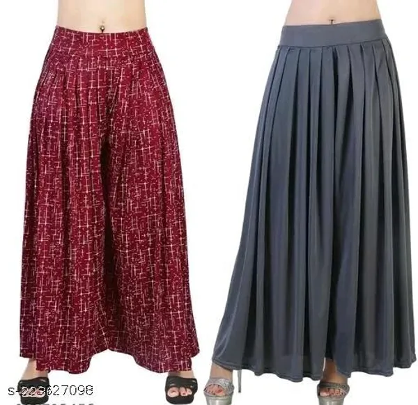 Set_Of_2-Maroon_And_Grey_Lycra_Elastic_Waistband_Palazzo_For_Women