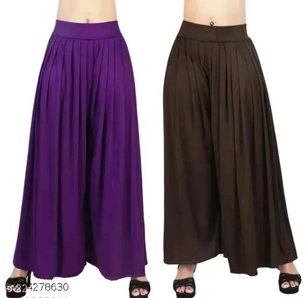 Set_Of_2-Purple_And_Coffee_Lycra_Elastic_Waistband_Palazzo_For_Women