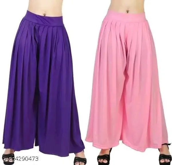 Set_Of_2-Purple_and_Baby_Pink_Lycra_Elastic_Waistband_Palazzo_For_Women