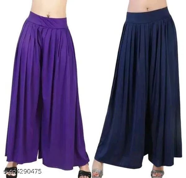 Set_Of_2-Purple_And_Navy_Blue_Lycra_Elastic_Waistband_Palazzo_For_Women